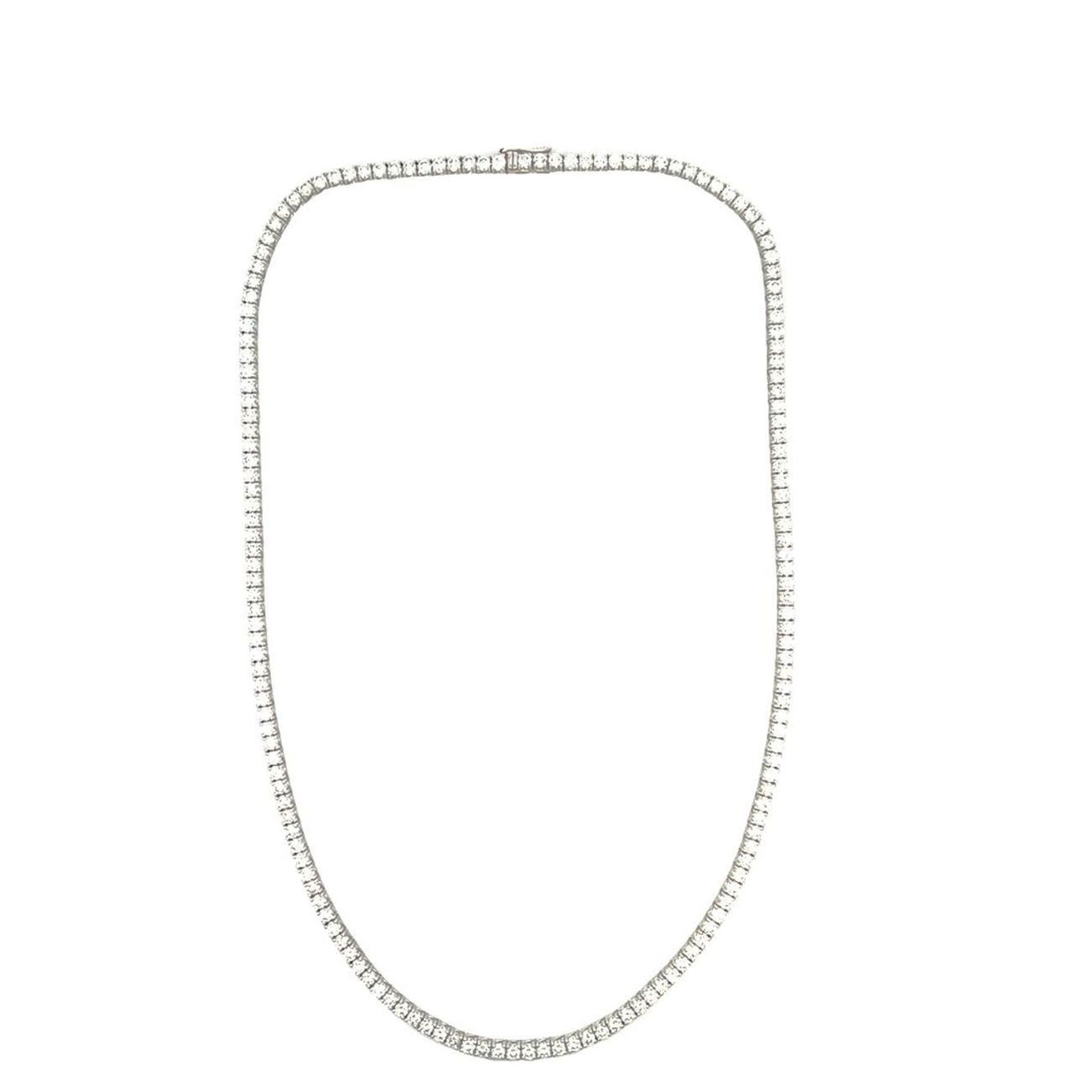 18' Tennis necklace with open basket prong set (136) round diamonds.  D18.94ct.t.w.