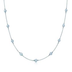 16' Diamond by the yard necklace with bezel set (10) round diamonds.  D0.64ct.t.w.