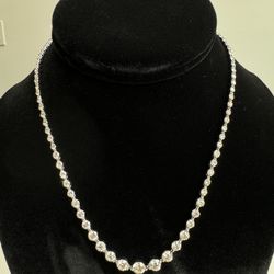 11.31 Carat Graduating Diamonds Tennis Riviera Necklace 18KWG 24 grams #TNCWN-255