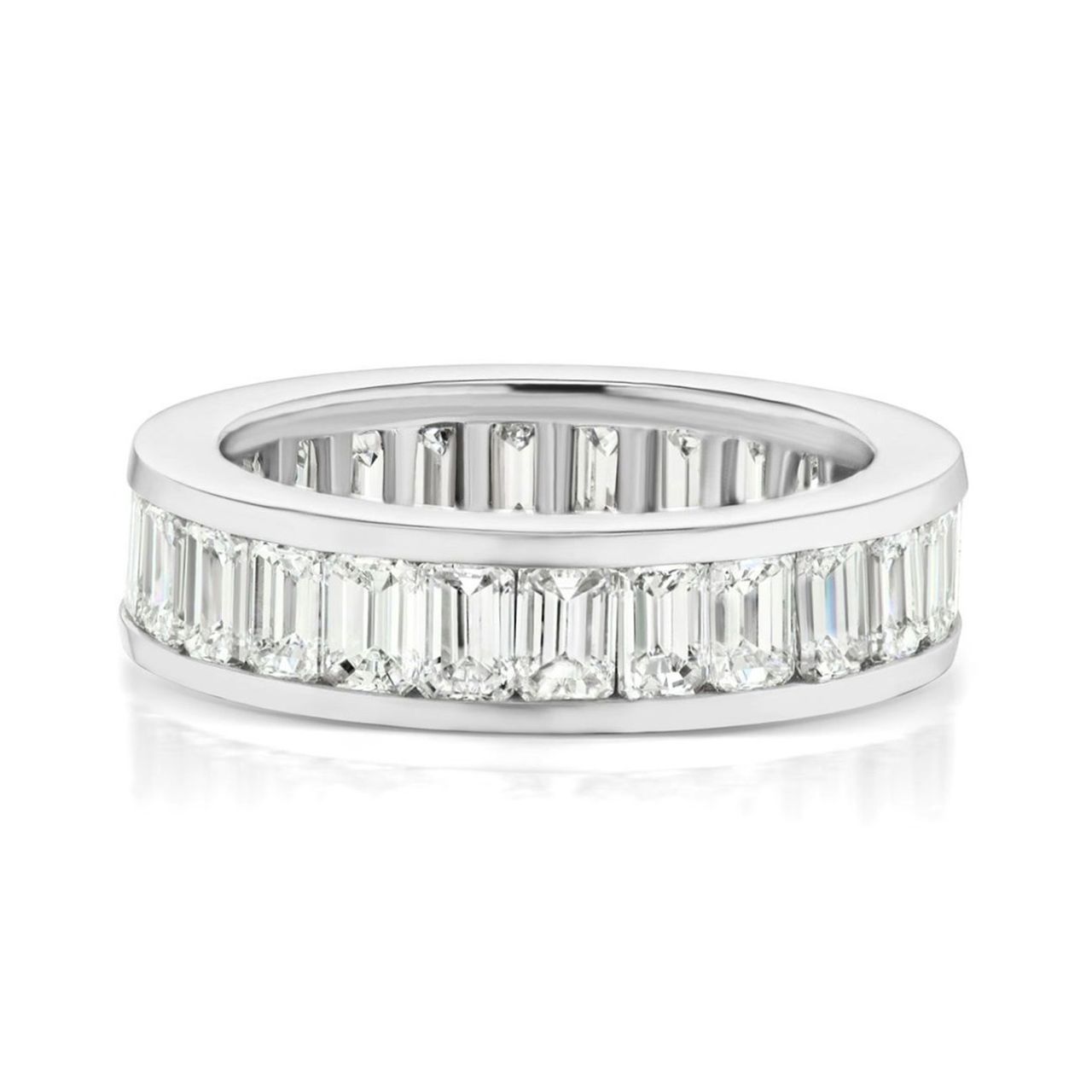 Eternity band in platinum with baguette diamonds.  D2.72ct.t.w.