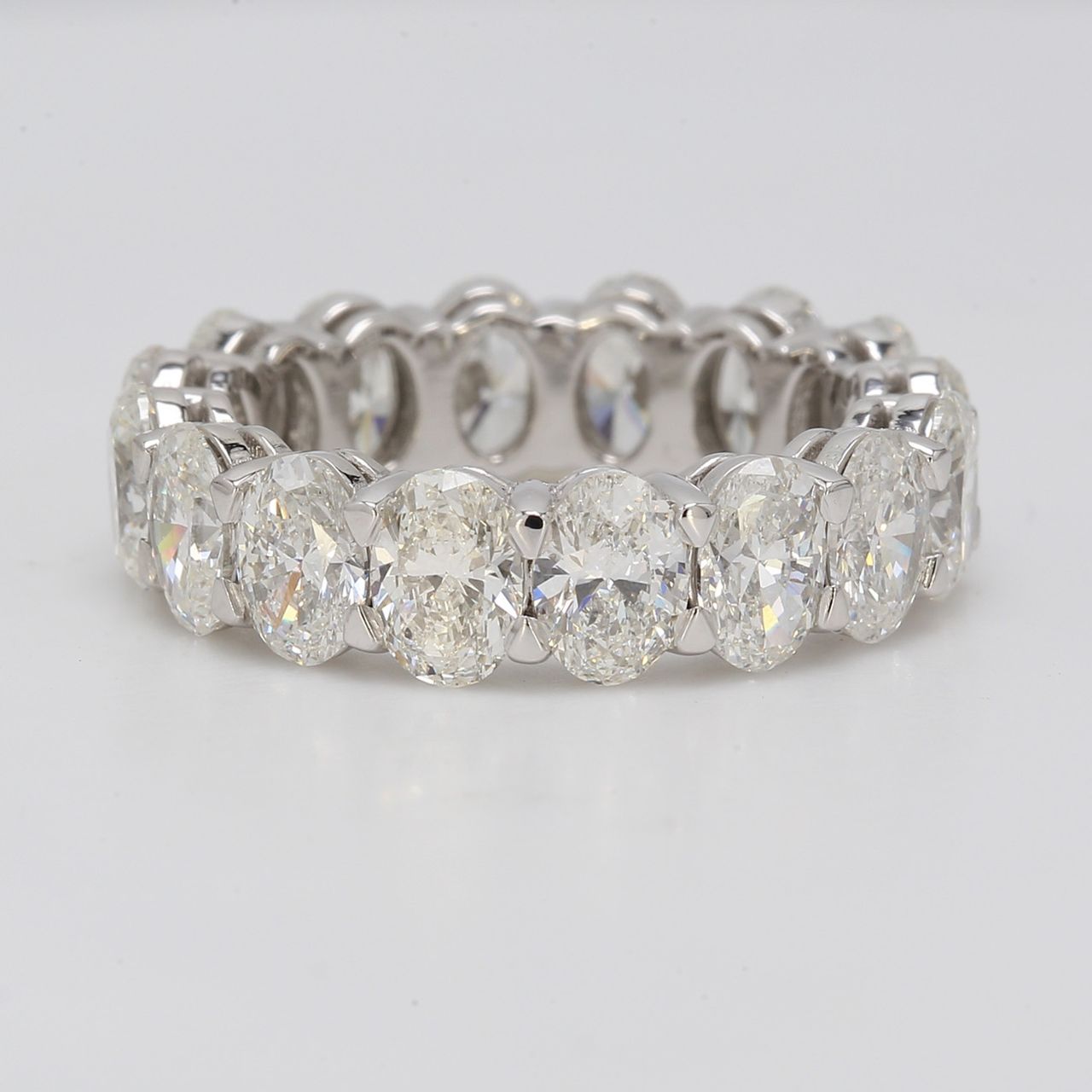 Eternity band with shared prong set (20) oval cut diamonds.  D3.96ct.t.w.  Size 6