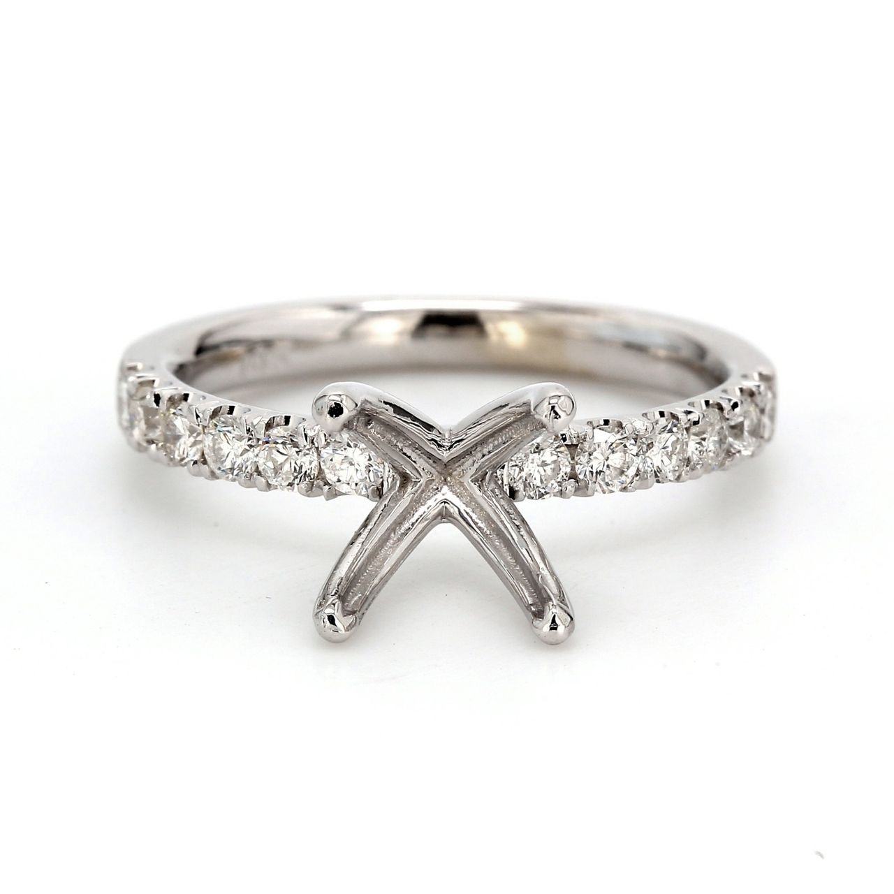 Semi-mount with pre-set round diamonds.  D0.42ct.t.w.  Size 6