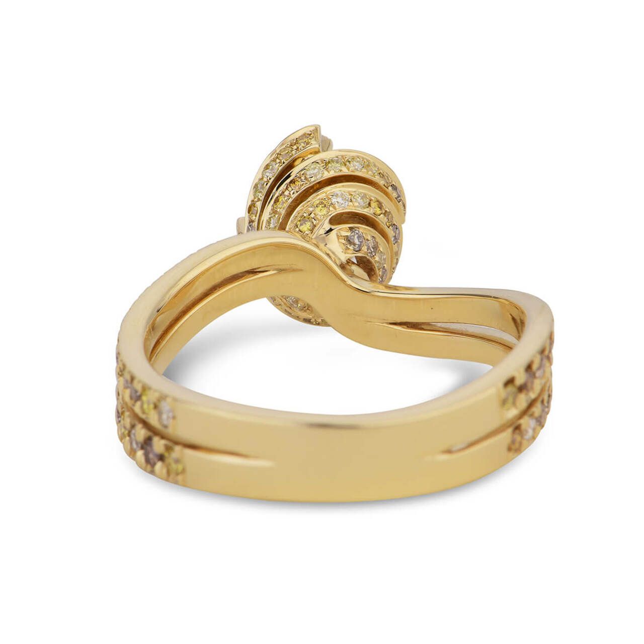 18KYG Oval Shape Pave Set Ring