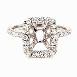 Halo semi-mount with prong set (36) round diamonds.  D0.45ct.t.w.  Size 5.75