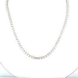 16.5' Tennis necklace east to west style in platinum with 4-prong set emerald cut diamonds.  D20.91ct.t.w.