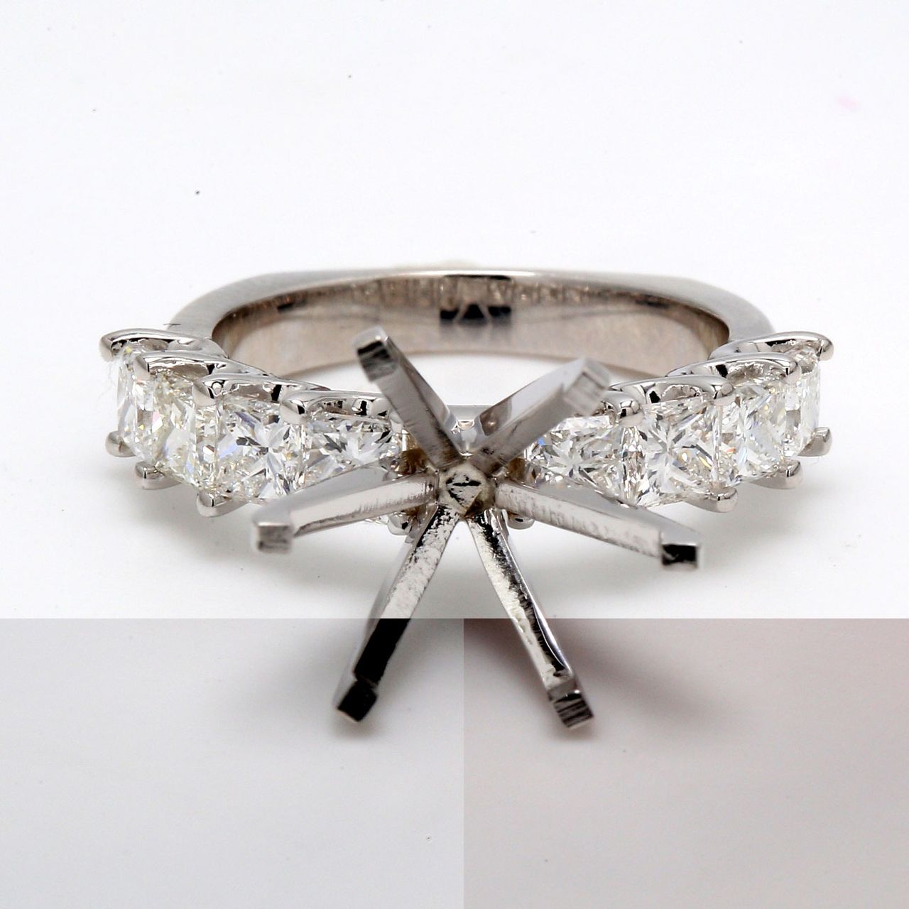 Semi-mount with U-prong set round diamonds.  D1.88ct.t.w.
