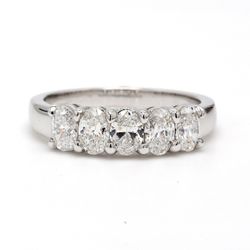 5-stone band with prong set oval cut diamonds.  D1.18ct.t.w.  Size 6.5