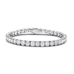 7' Tennis bracelet in platinum with claw prong set (40) cushion cut diamonds.  D20.76ct.t.w.