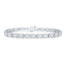 7' Tennis bracelet east to west style in platinum with 4-prong basket set GIA certified G-H/SI1-SI2 (28) oval diamonds.  D14.06ct.t.w.