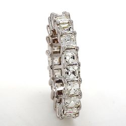Eternity band with shared prong set (20) asscher cut diamonds.  D3.87ct.t.w.  Size 7