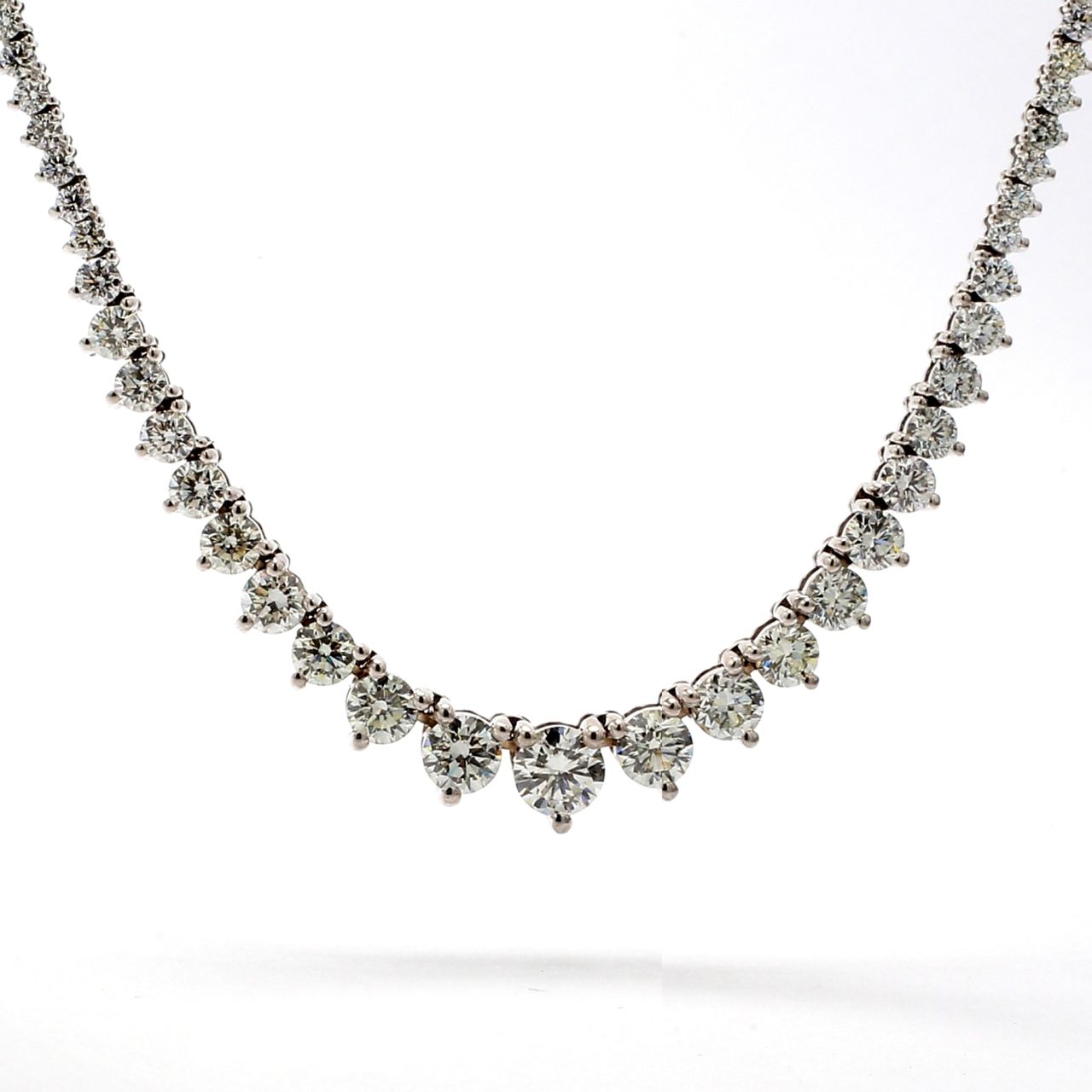 16.25' Tennis necklace with 3-prong set (123) round diamonds.  D16.99ct.t.w.  (Center - 1.00ct.)