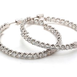 1.80' Inside out hoop earrings with U-prong set round diamonds.  D11.56ct.t.w.
