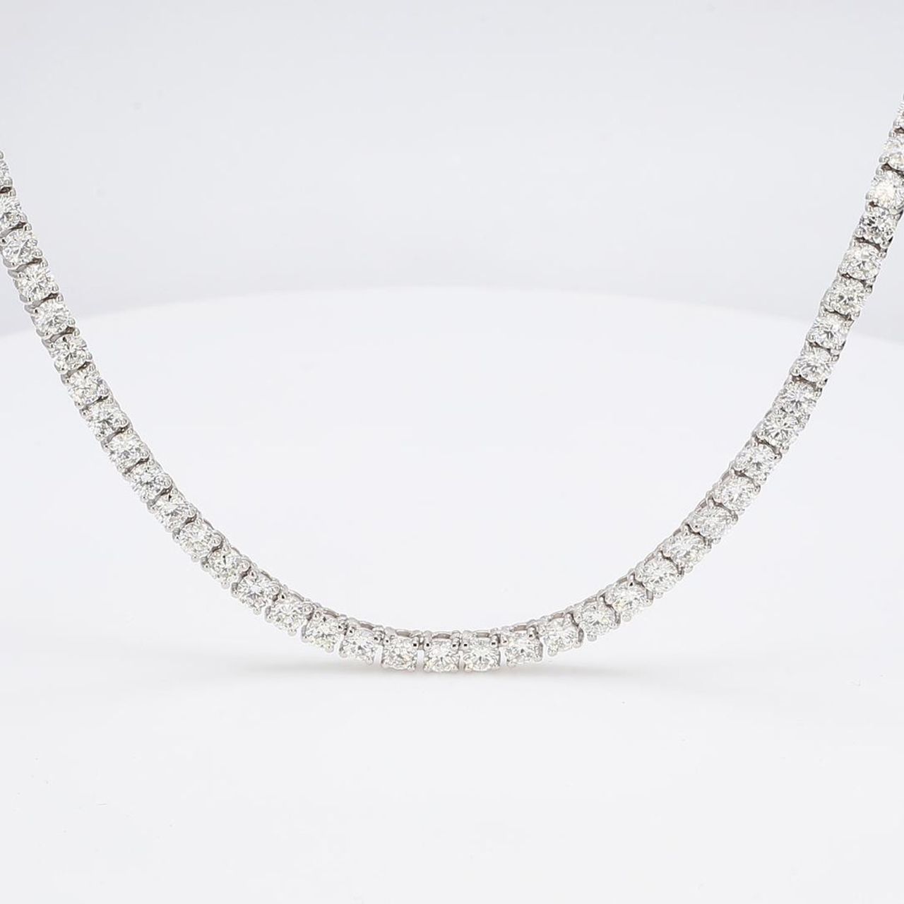 16' Tennis necklace with prong set (195) round diamonds.  D5.07ct.t.w.