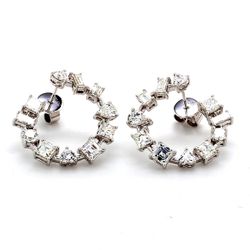 0.75' Hoop earrings with prong set assorted shape diamonds.  D4.12ct.t.w.