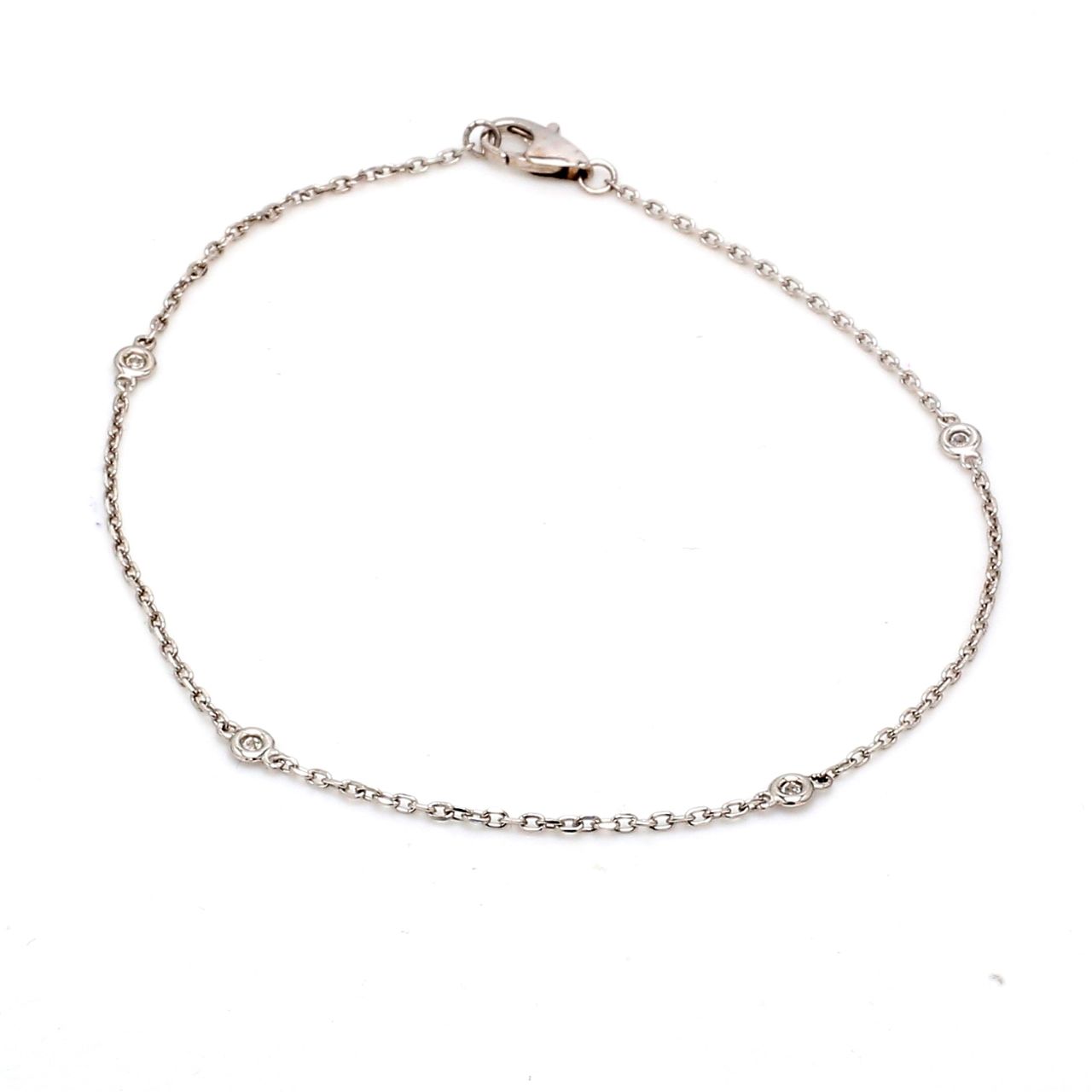 7.5' Diamonds by the yard bracelet with bezel set (4) round diamonds.  D0.10ct.t.w.