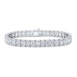 7' Tennis bracelet in platinum with claw prong set G-I/VVS2-VS2 GIA certified (45) emerald cut diamonds.  D22.58ct.t.w.