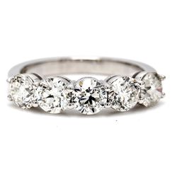 5-stone band in 18K WG with basket prong set round diamonds.  D1.99ct.t.w.  Size 6