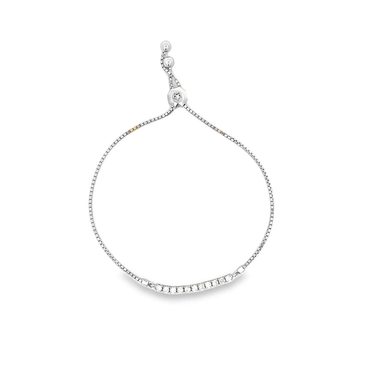 Bolo style bracelet with prong set round diamonds.  D0.43ct.t.w.