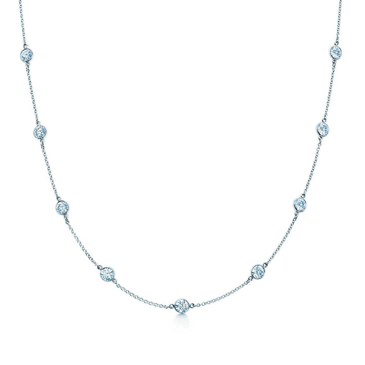 18' Diamond by the yard necklace with bezel set (10) round diamonds.  D1.81ct.t.w.