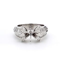 Semi-mount with marquise & baguette diamonds.  D1.80 ct.t.w.