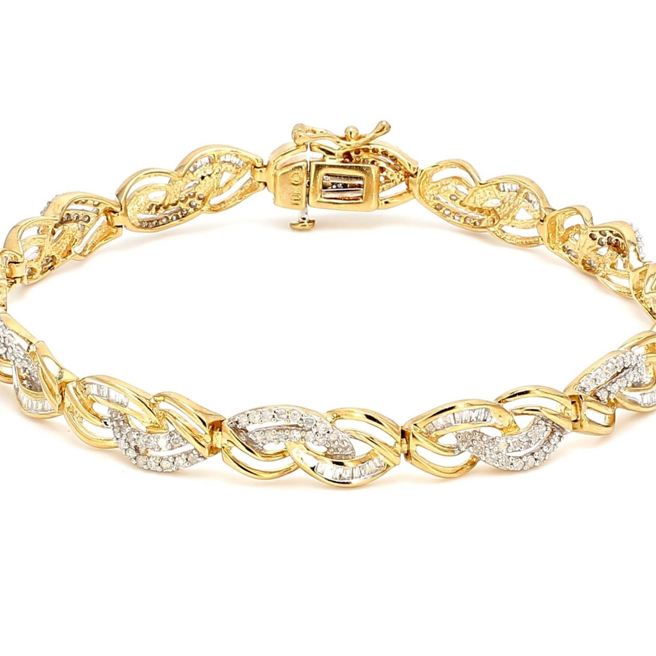 8' Bracelet 10K YG with prong set round diamonds.  D3.50ct.t.w.