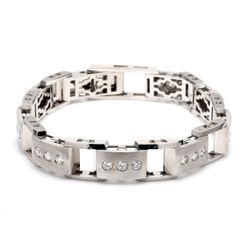 Men's bracelet with bezel set round diamonds.  D2.82ct.t.w.