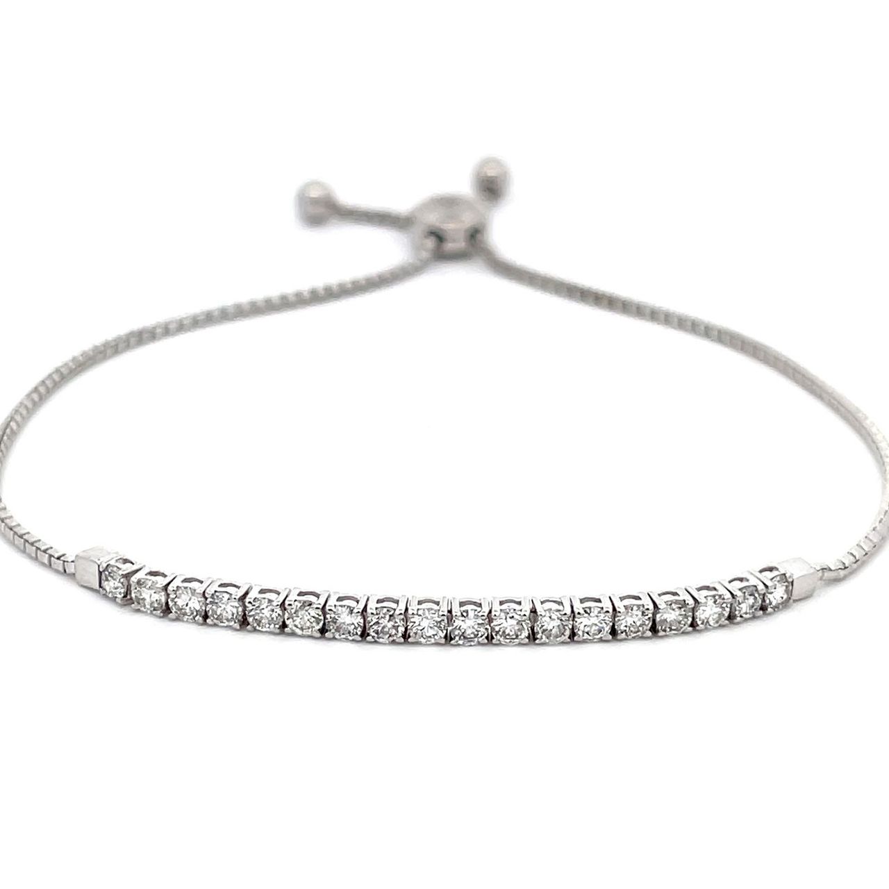 Bolo style bracelet with prong set (20) round diamonds.  D1.00ct.t.w.