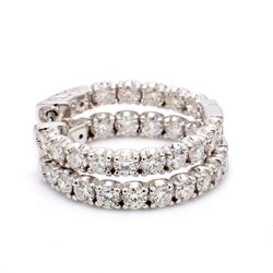 1' Inside out hoop earrings with U-prong set round diamonds & with special spring lock.  D3.18ct.t.w.