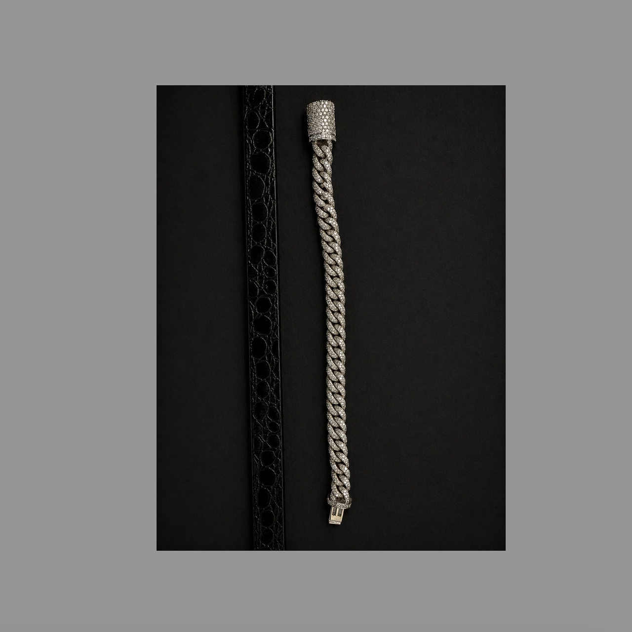 14K WG 8.92 CTS CUBAN LINK BRACELET