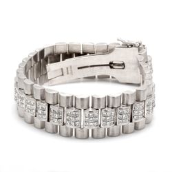 Men's bracelet in 18K WG with invisible set princess cut diamonds.  D11.37ct.t.w.