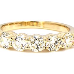 5-stone band in yellow gold with basket prong set round diamonds.  D1.26ct.t.w.  Size 6