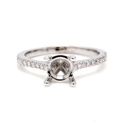Semi-mount with 4-prong set round diamonds.  D0.18ct.t.w.  Size 6.5