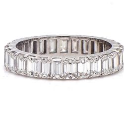 Eternity band with U-prong set (28) emerald cut diamonds.  D2.46ct.t.w.  Size 6