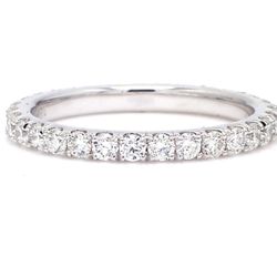 Eternity band in 18K WG with U-prong set (30) round diamonds.  D0.87ct.t.w.  Size 6