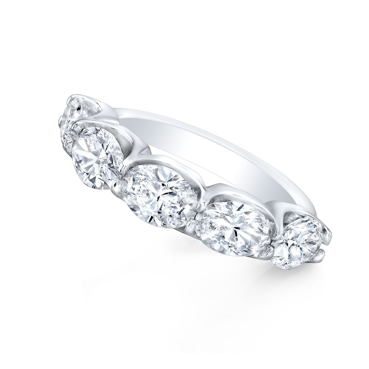 5-stone band in platinum with U-prong set oval diamonds.  D2.65ct.t.w.  Size 6