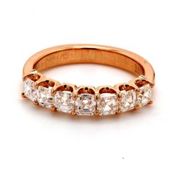 7-stone band in 18K RG with U-prong set asscher cut diamonds.  D1.34ct.t.w.  Size 6