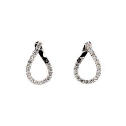 J-shaped huggy earrings with shared prong set (40) round diamonds.  D0.70ct.t.w.