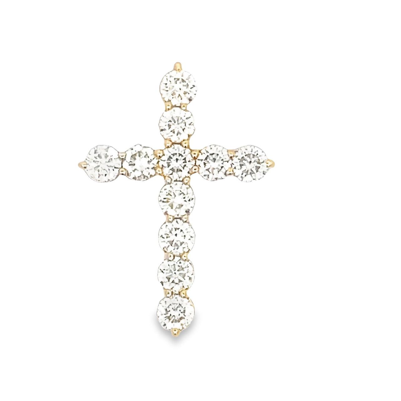 1' Cross in 14K YG with basket prong set (11) round diamonds.  D2.31ct.t.w.