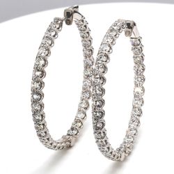 1.50' Inside out hoop earrings with U-prong set (62) round diamonds.  D6.51ct.t.w.