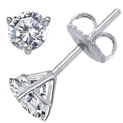 Push back stud earrings with 3-prong set round diamonds.  D1.01ct.t.w.