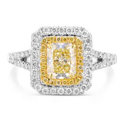 18KWG Radiant Shape Double Halo Pave Split Shank Ring