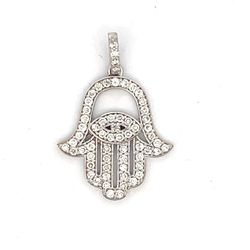 Hamsa pendant with pave set (62) round diamonds.  D0.64ct.t.w.