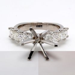 Semi-mount with U-prong set round diamonds.  D1.88ct.t.w.