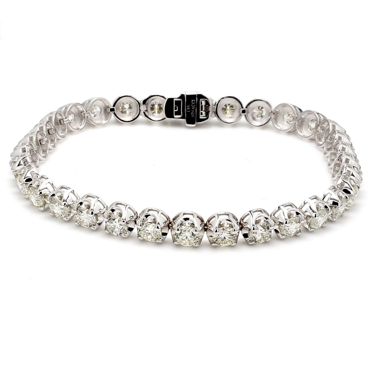 7' Tennis bracelet with crown head prong set (32) round diamonds.  D8.28ct.t.w.