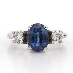 Oval Shaped Sapphire 3 Stone Ring