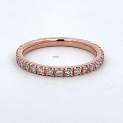 Eternity band in 18K RG with prong set (30) round diamonds.  D0.37ct.t.w.  Size 5