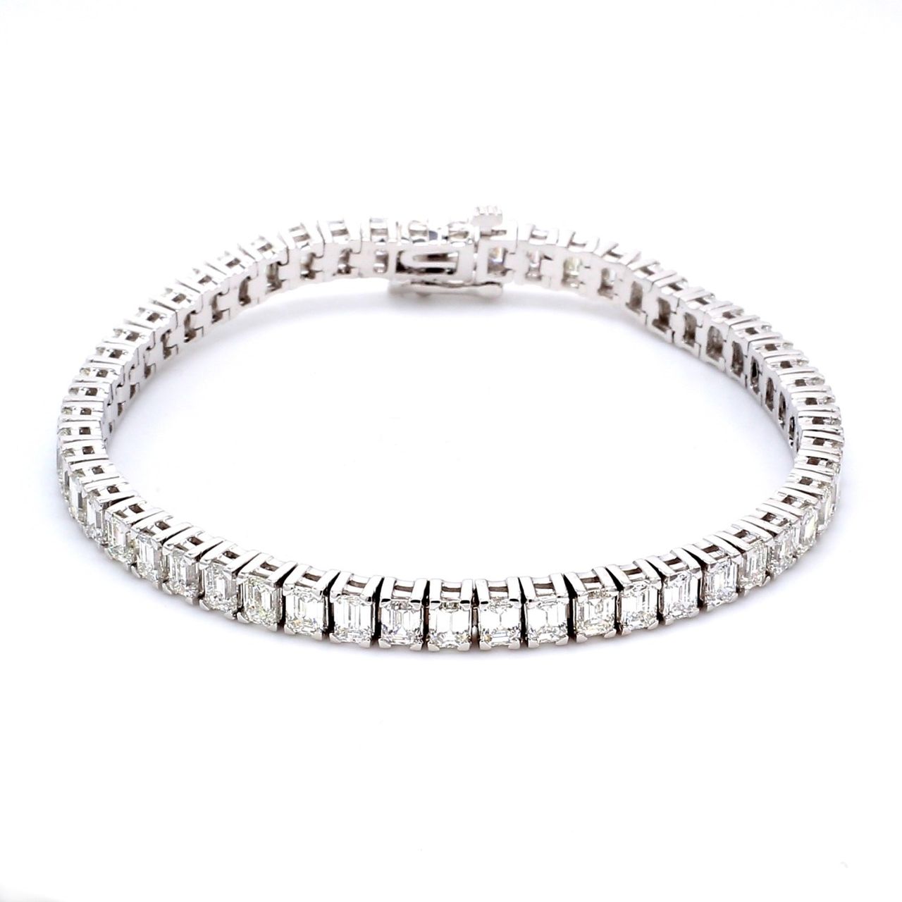 7'  Tennis bracelet with 4prong set F-G/VS (54) emerald cut diamonds.  D10.27ct.t.w.