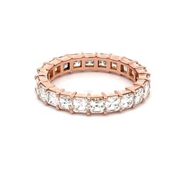 Eternity band in 18K RG with prong set (22) asscher cut diamonds.  D2.56ct.t.w.  Size 5.25
