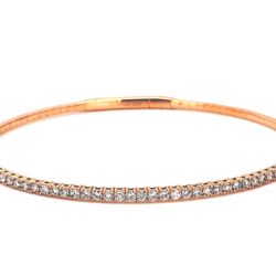 Flexible bangle in 18K RG with pre-set round diamonds.  D1.01ct.t.w.