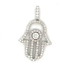 1' Hamsa pendant with pave and prong set (81) round diamonds.  D1.08ct.t.w.